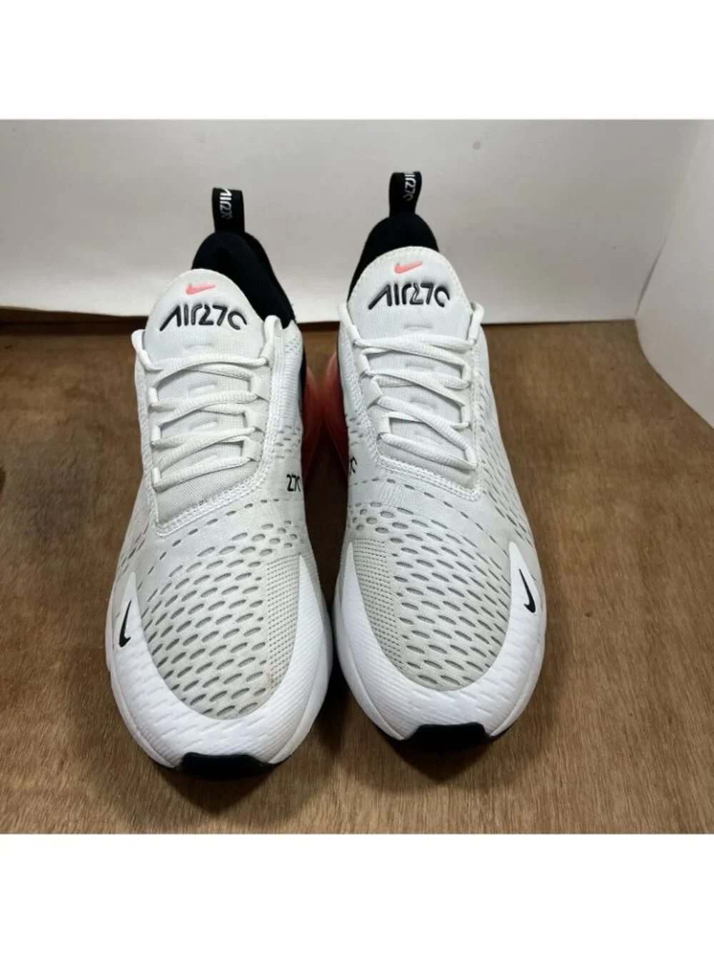 Nike Air Max 270 White Hot Punch Red Black Shoes Men's Size 11 FD0283-100